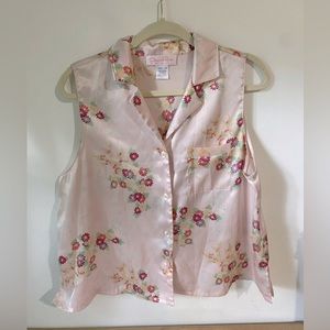 Oscar De La Renta Pink Label - Light Pink Floral Satin Sleep Set